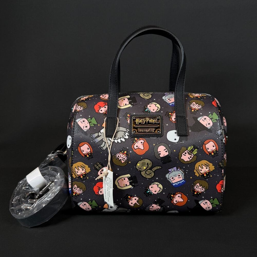 Loungefly Harry Potter Chibi Print Simulated Leather Duffle Bag NEW